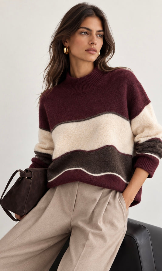 Trixie turtle neck block stripe j