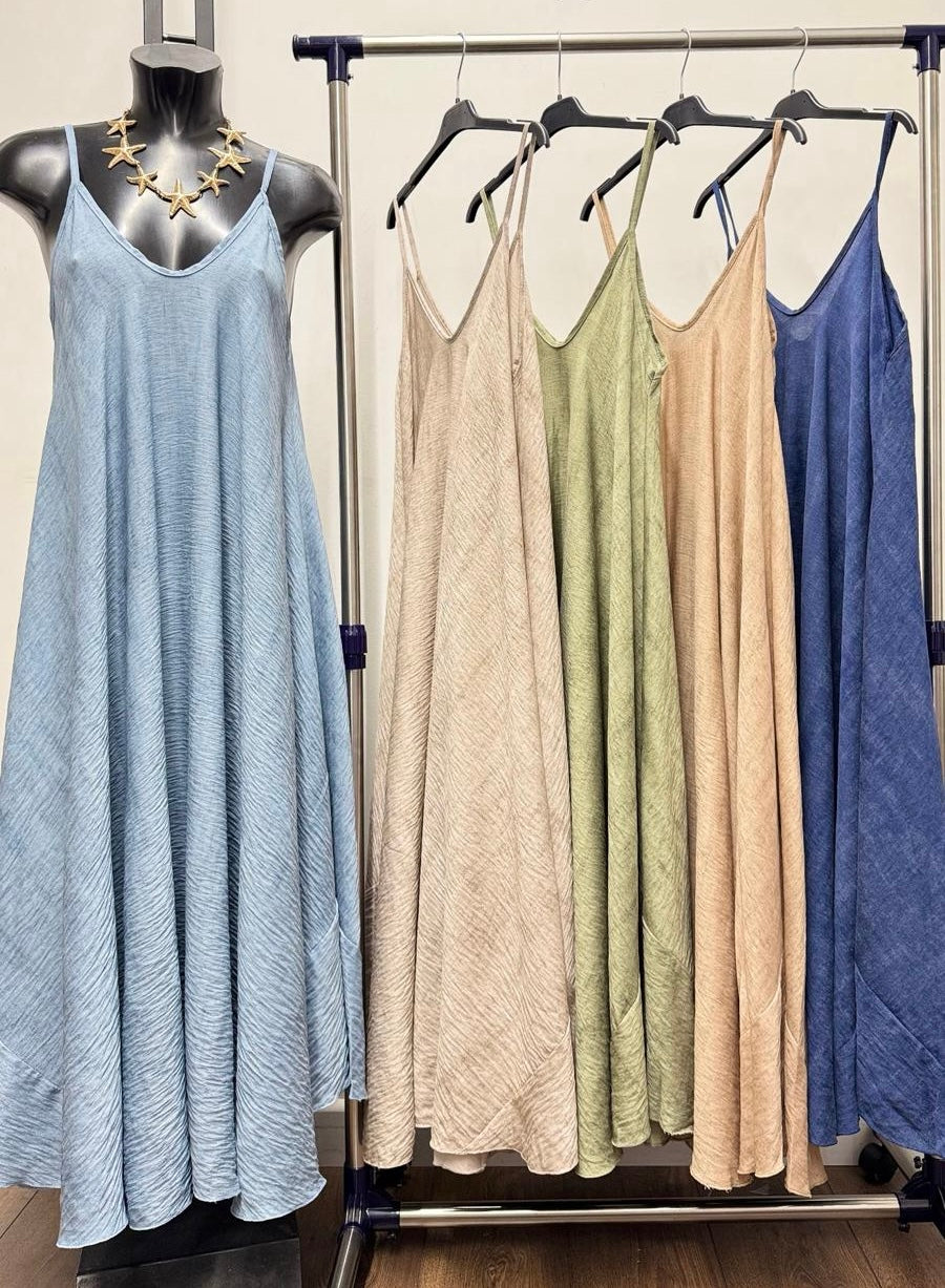 Acid wash maxi dress