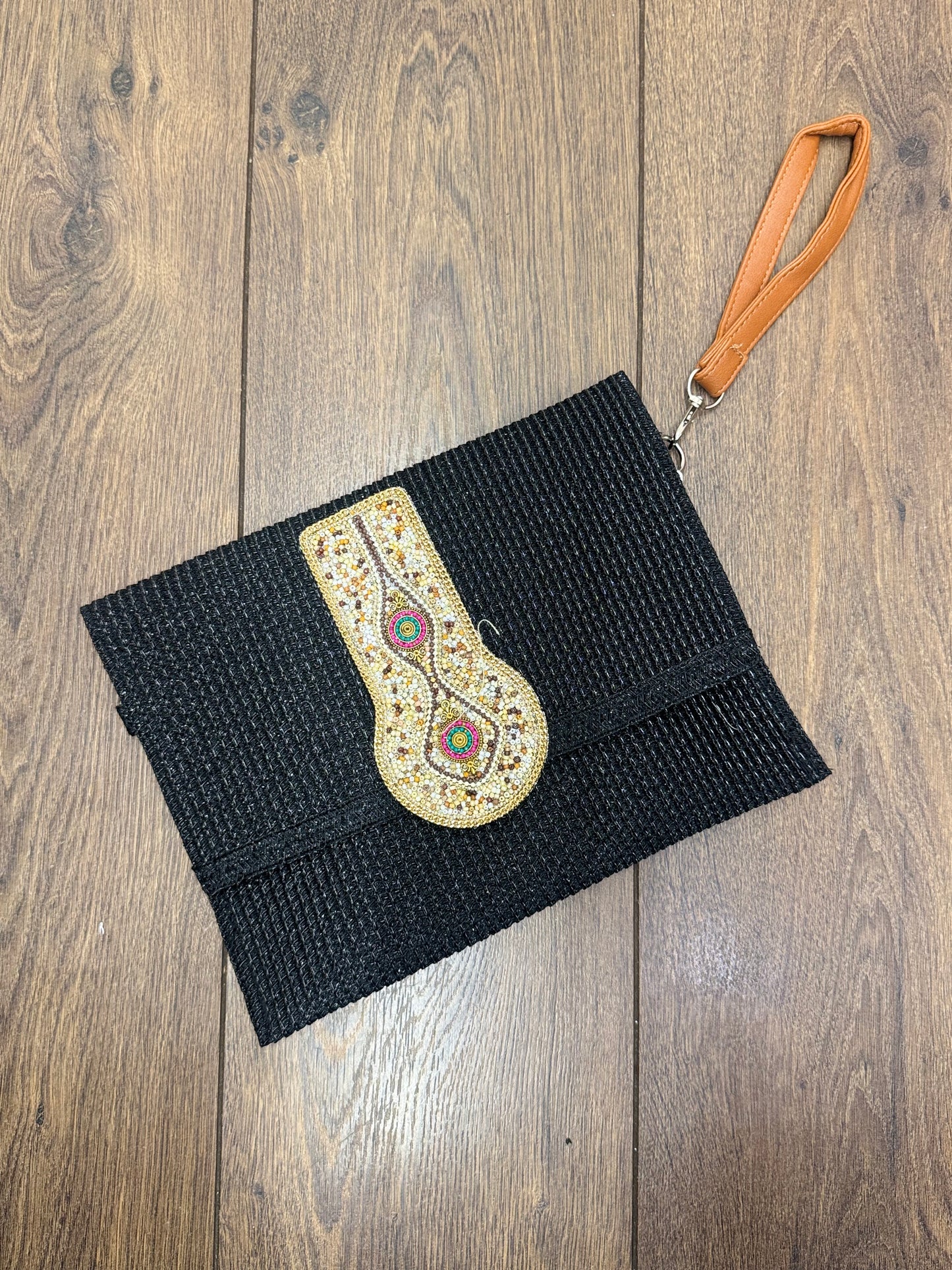 Beaded detail clutch bag