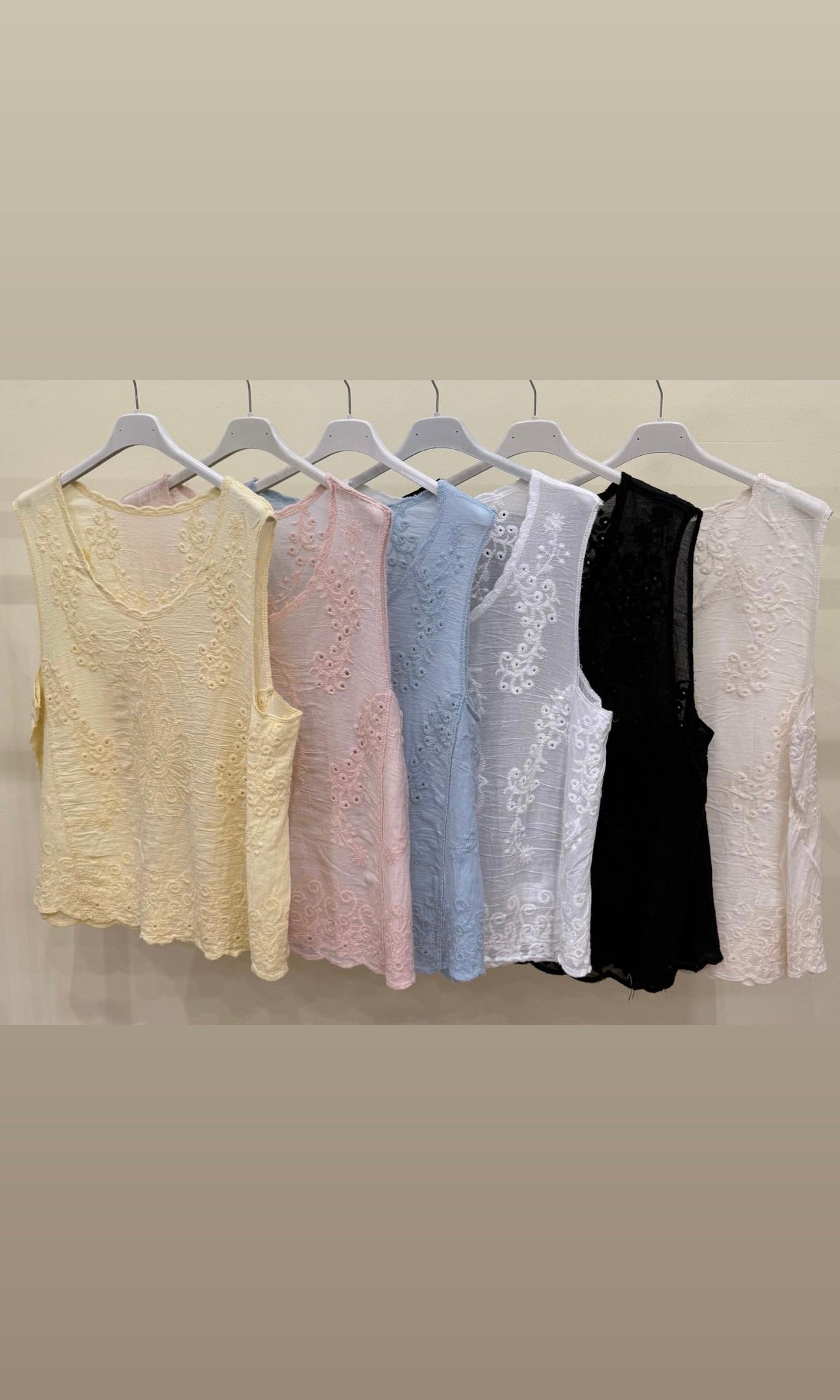 Wholesale Amber Cotton Embroidered Sleeveless Top for Boutique Retailers - Catwalk style wholesale