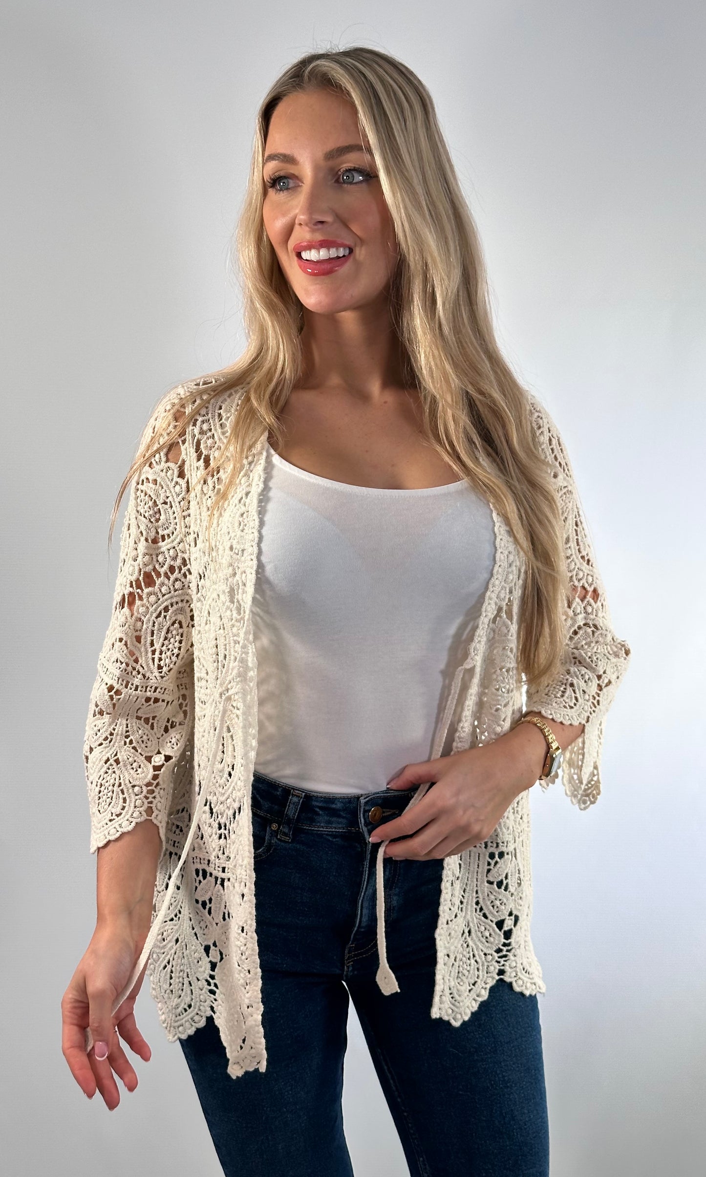 Crochet Tie Cardigan