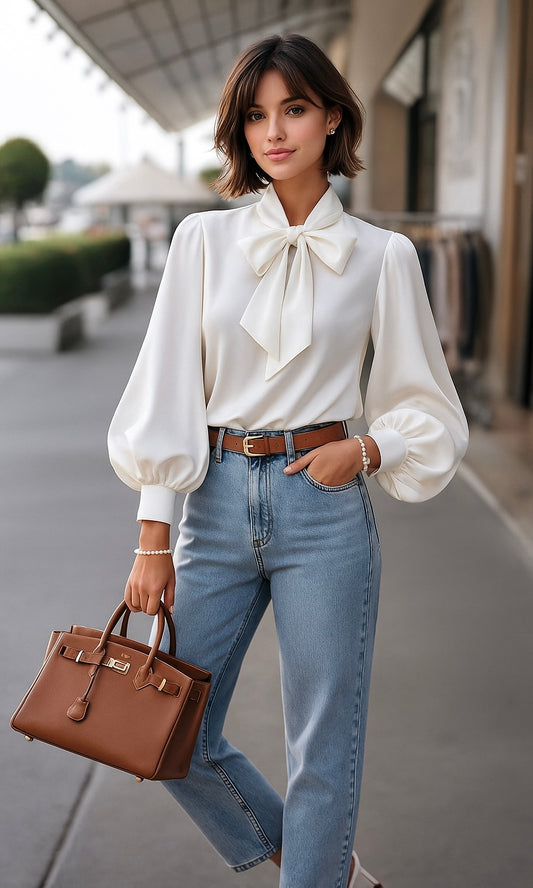 Zara Satin Bow Blouse