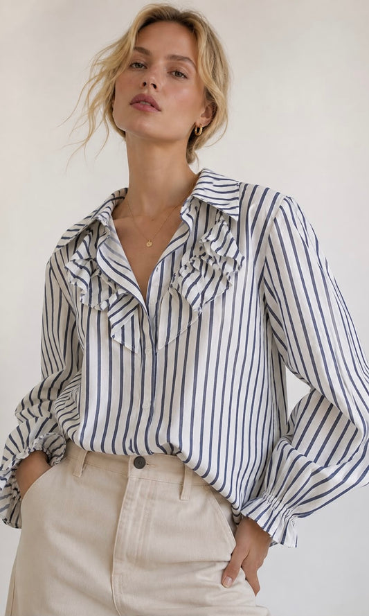 Heidi stripe ruffle shirt
