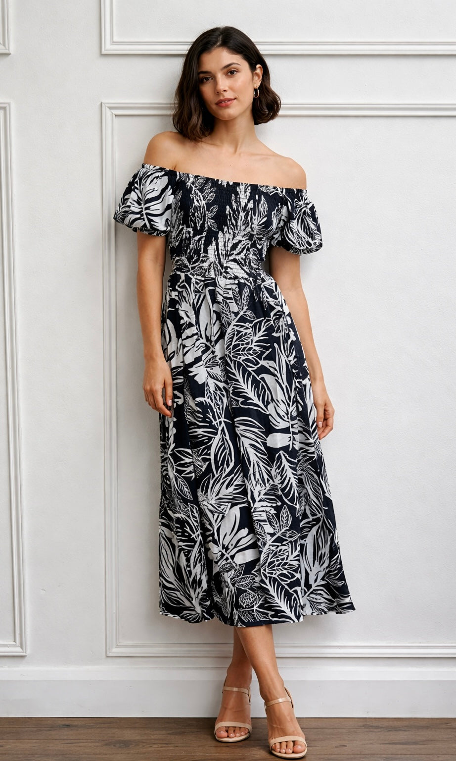 Wholesale Elasticated Bardot Dress Cut out side detail for Boutique Retailers - Catwalk style wholesale
