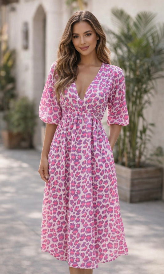 Leopard V Front & Back Dress