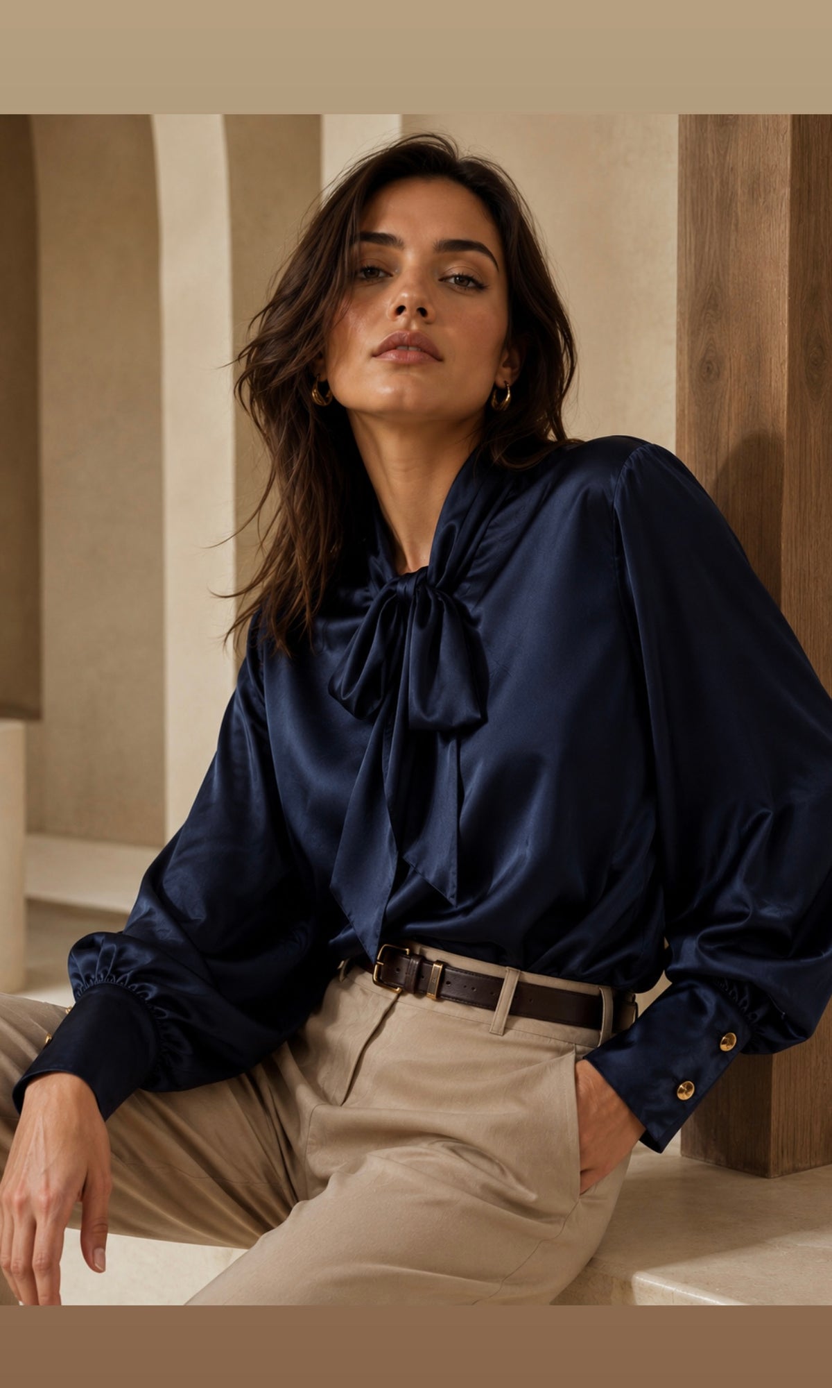Zara Satin Bow Blouse