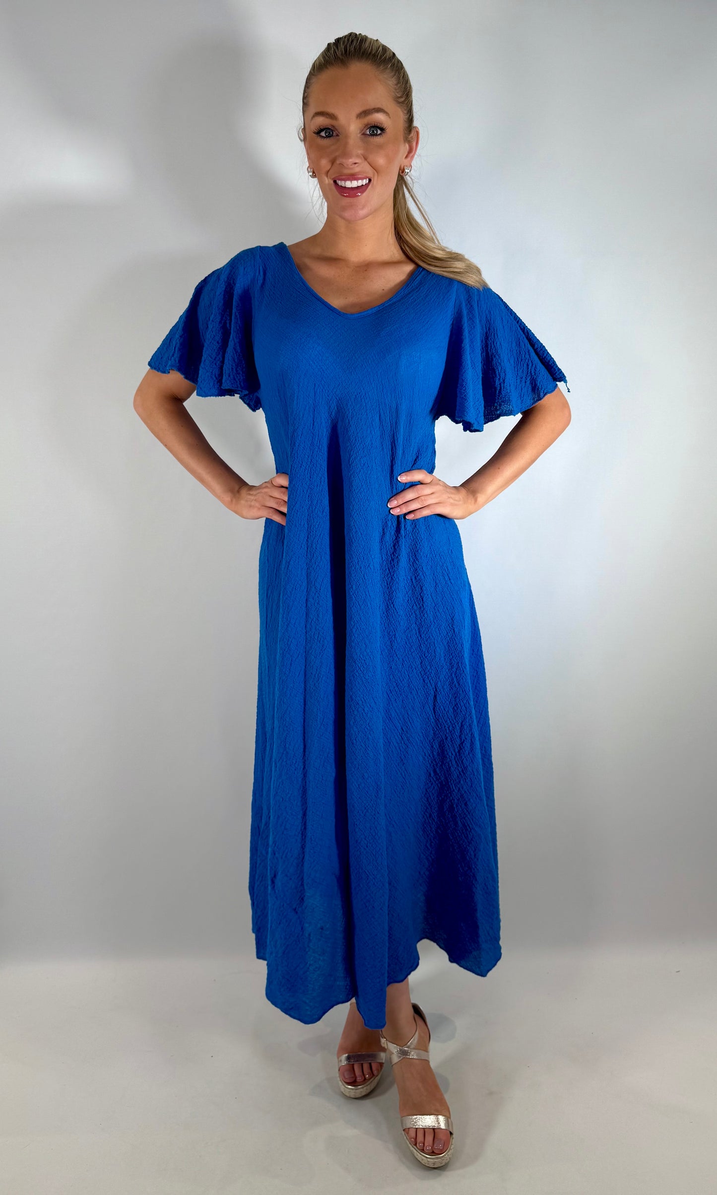 Flutter Sleeve Lightweight Crinkle Maxi