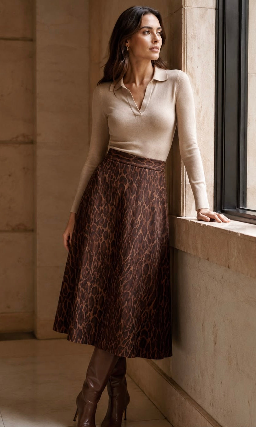 Becky Suedette Leopard Pocket Skirt