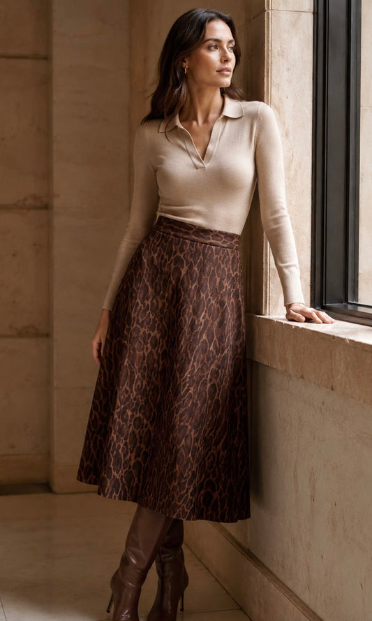 Becky Suedette Leopard Pocket Skirt