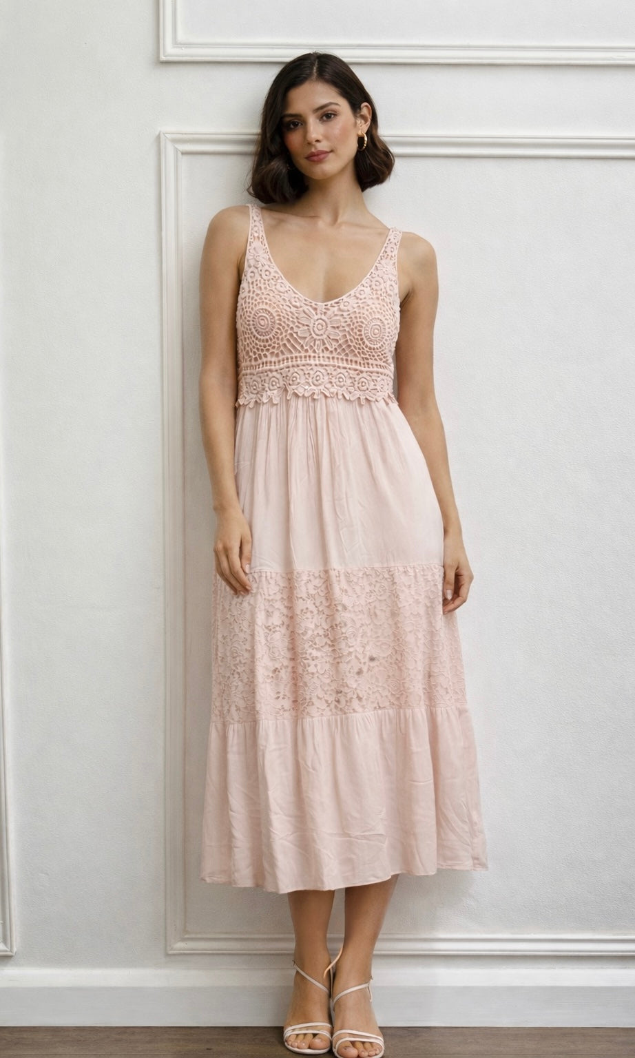 Wholesale Lucia tiered lace panel Dress for Boutique Retailers - Catwalk style wholesale
