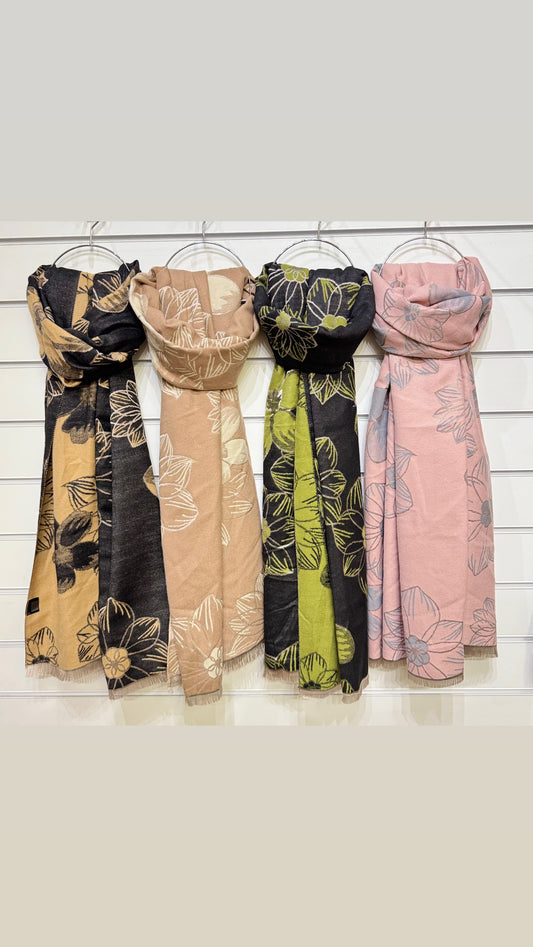 Floral contrast scarf