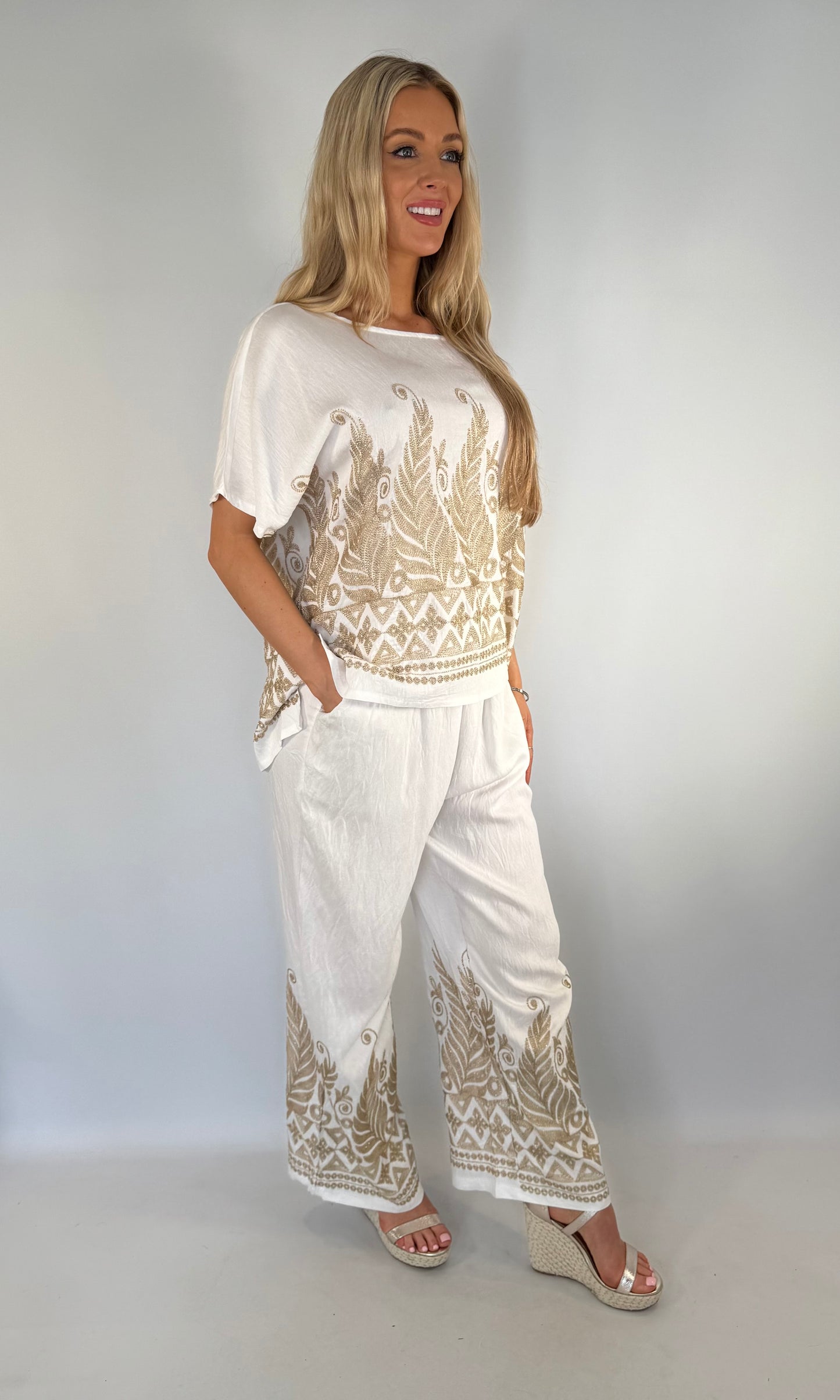 Zara Gold Embroidered co-ord