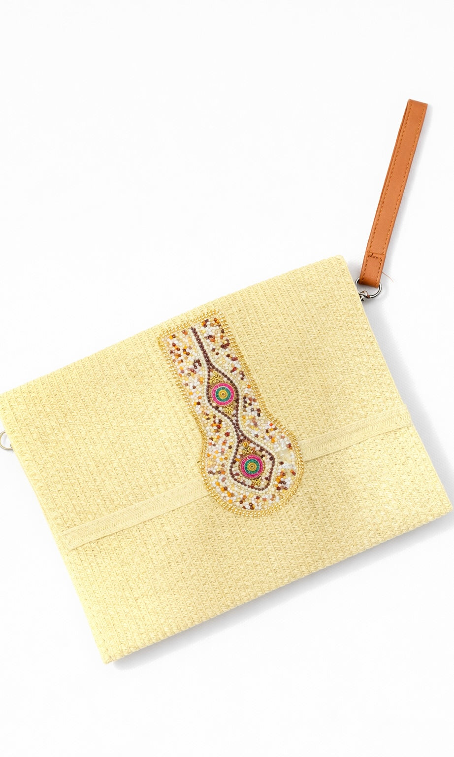 Beaded detail clutch bag