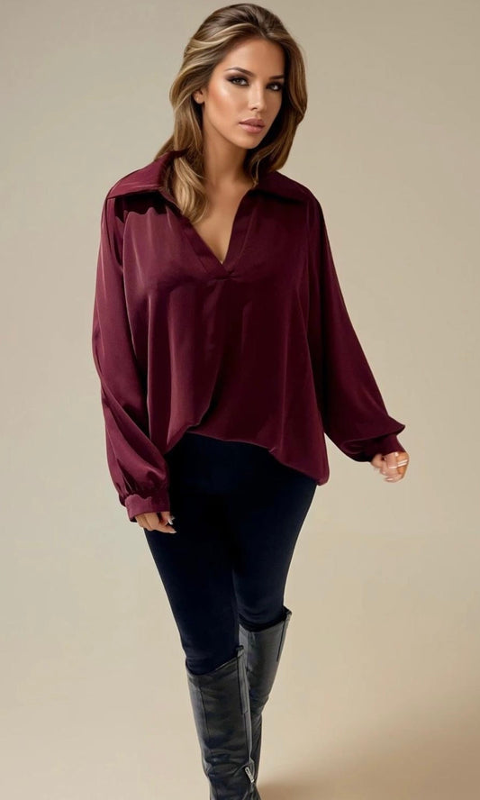 Silvia V Neck o/sized blouse