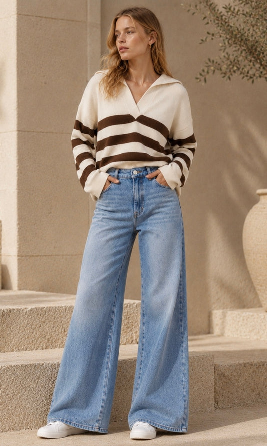 High Waist Wide Leg Jeans (CR5857/ CR5857-1)