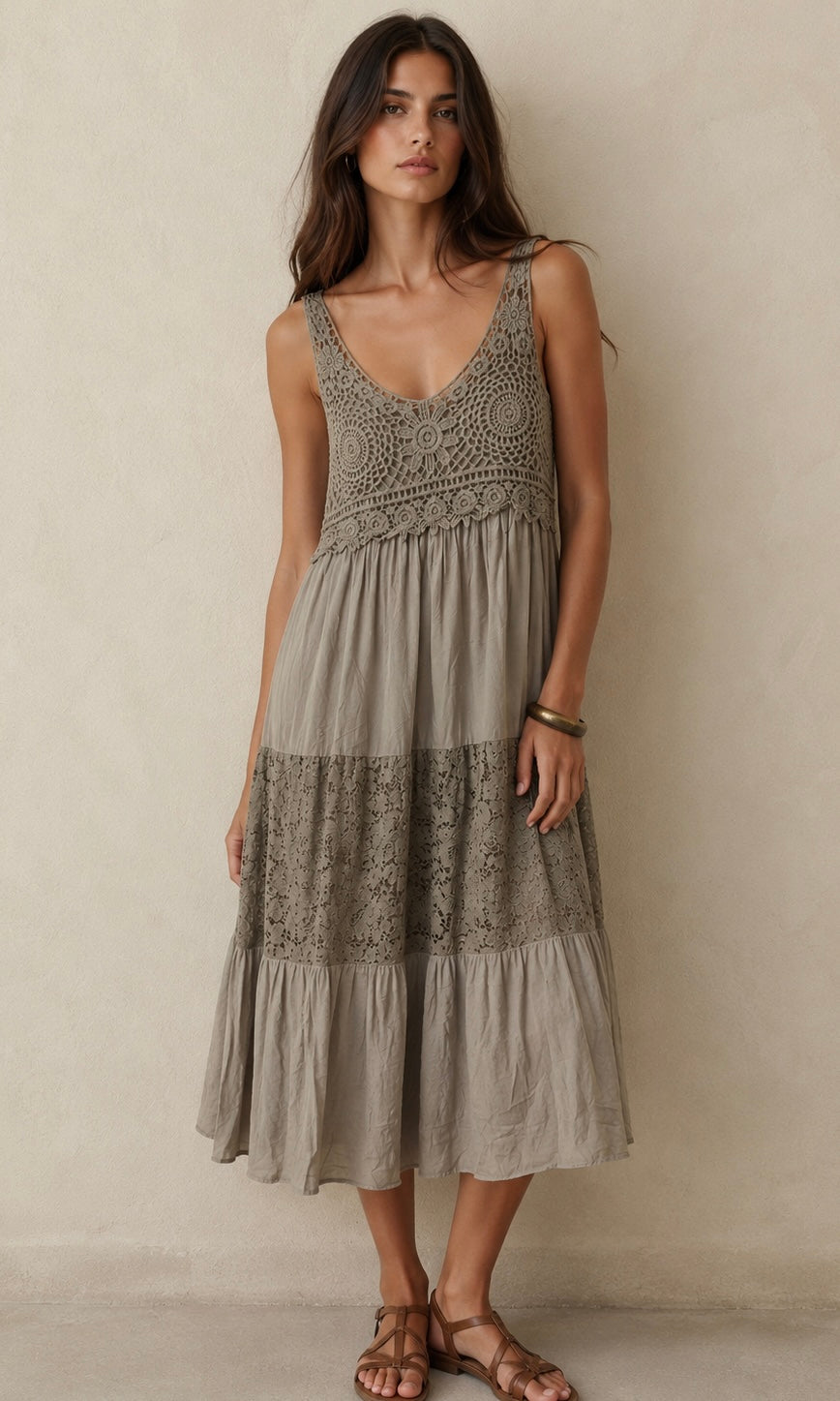 Lucia tiered lace panel Dress
