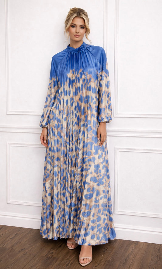 Leopard Print Pleat Maxi