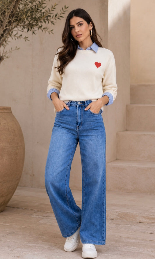 Faith High Waist Wide Leg Jean 9037