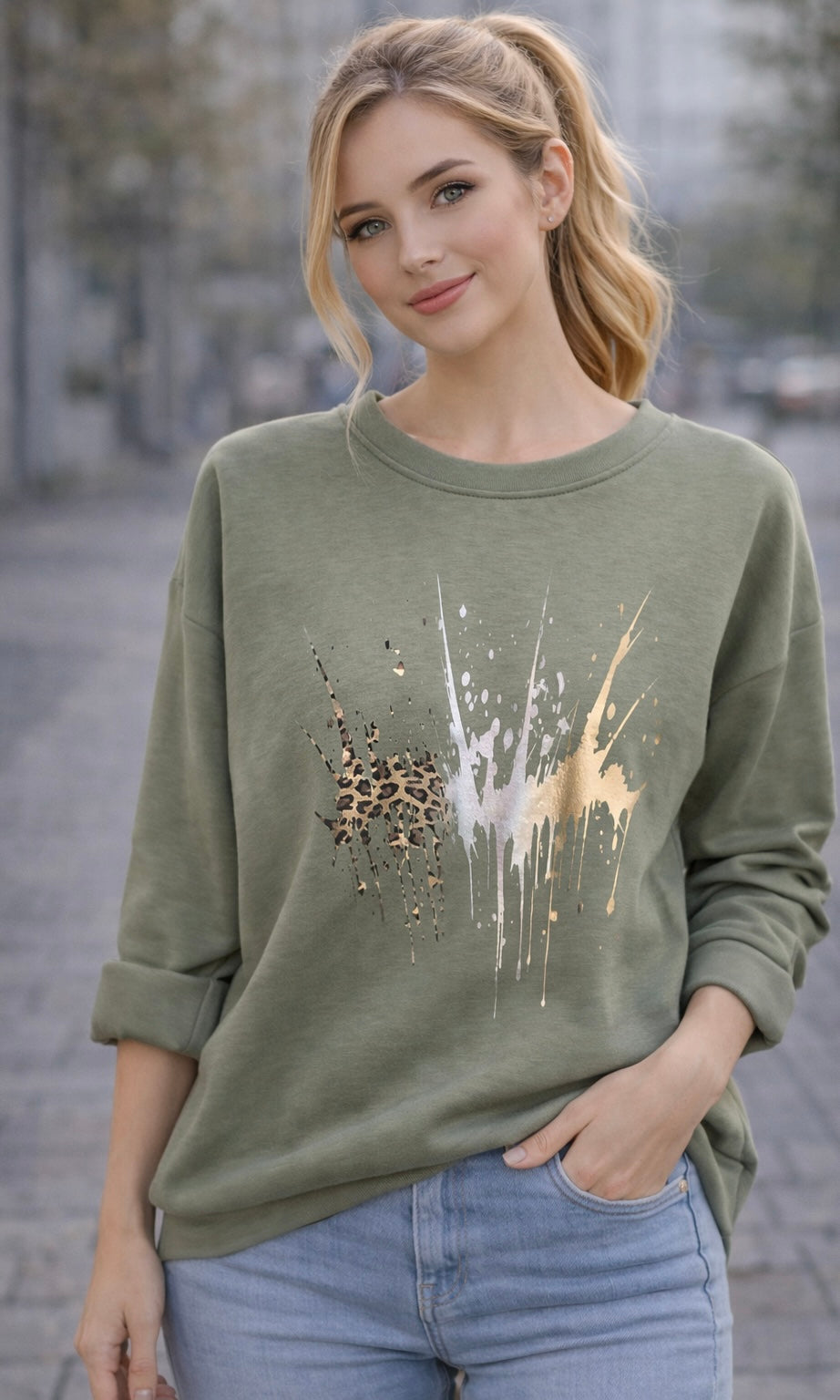 Wholesale Olivia Splash Scuba Sweatshirt for Boutique Retailers - Catwalk style wholesale