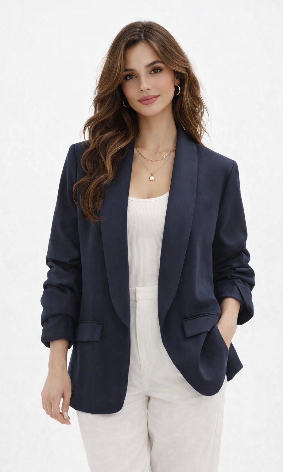 Ruched Sleeved Oversized Blazer