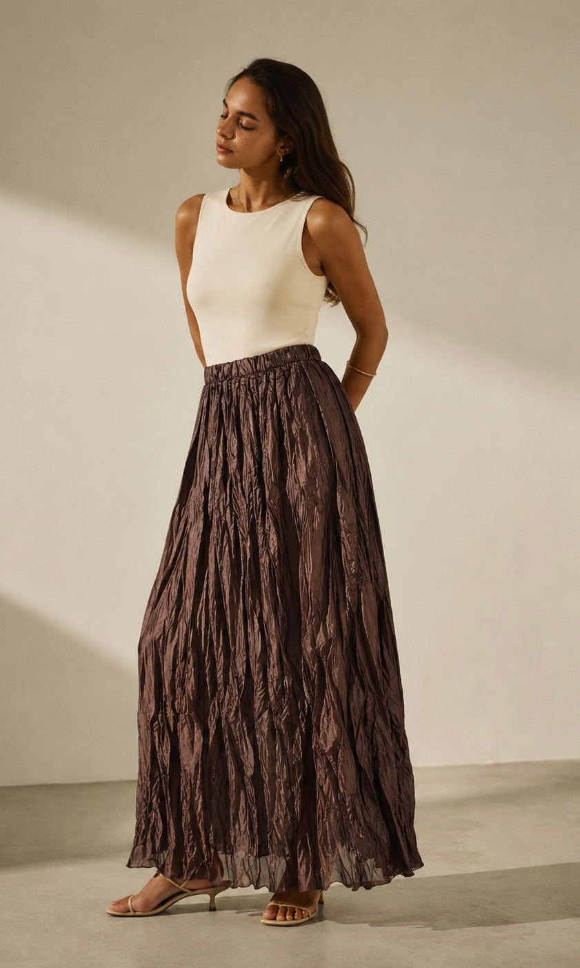 Dana crinkle satin Skirt
