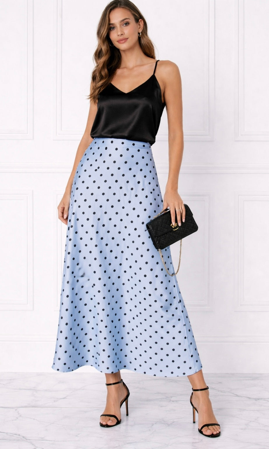 Wholesale Viviane Polka dot satin skirt for Boutique Retailers - Catwalk style wholesale