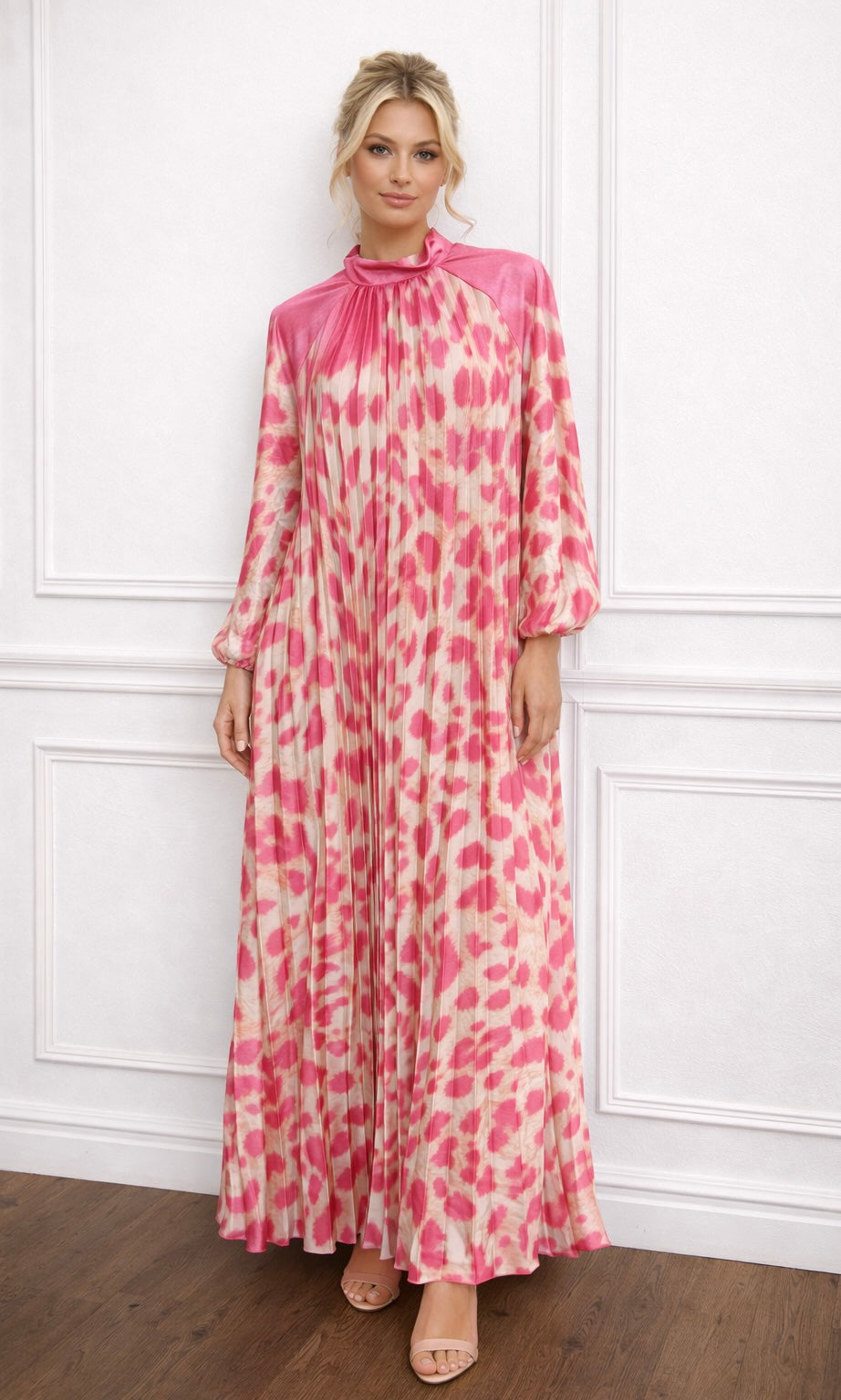 Leopard Print Pleat Maxi