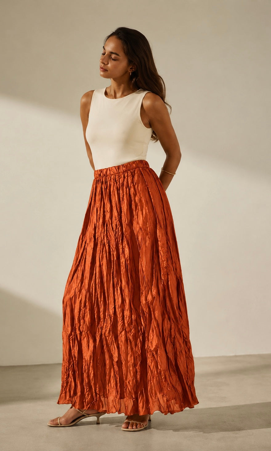 Wholesale ​Dana crinkle satin Skirt - Catwalk style