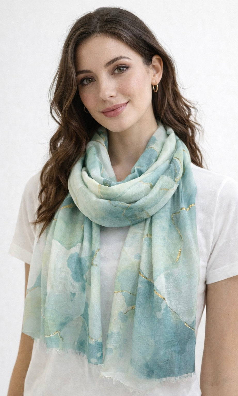 Gold edge watercolour scarf