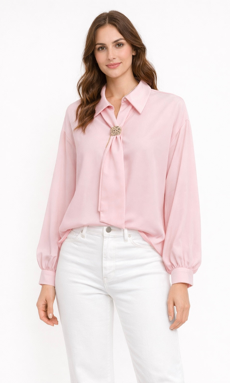 Lily Scarf Button Shirt