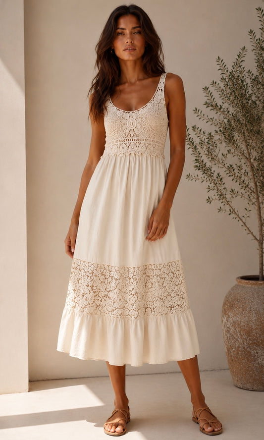 Lucia tiered lace panel Dress