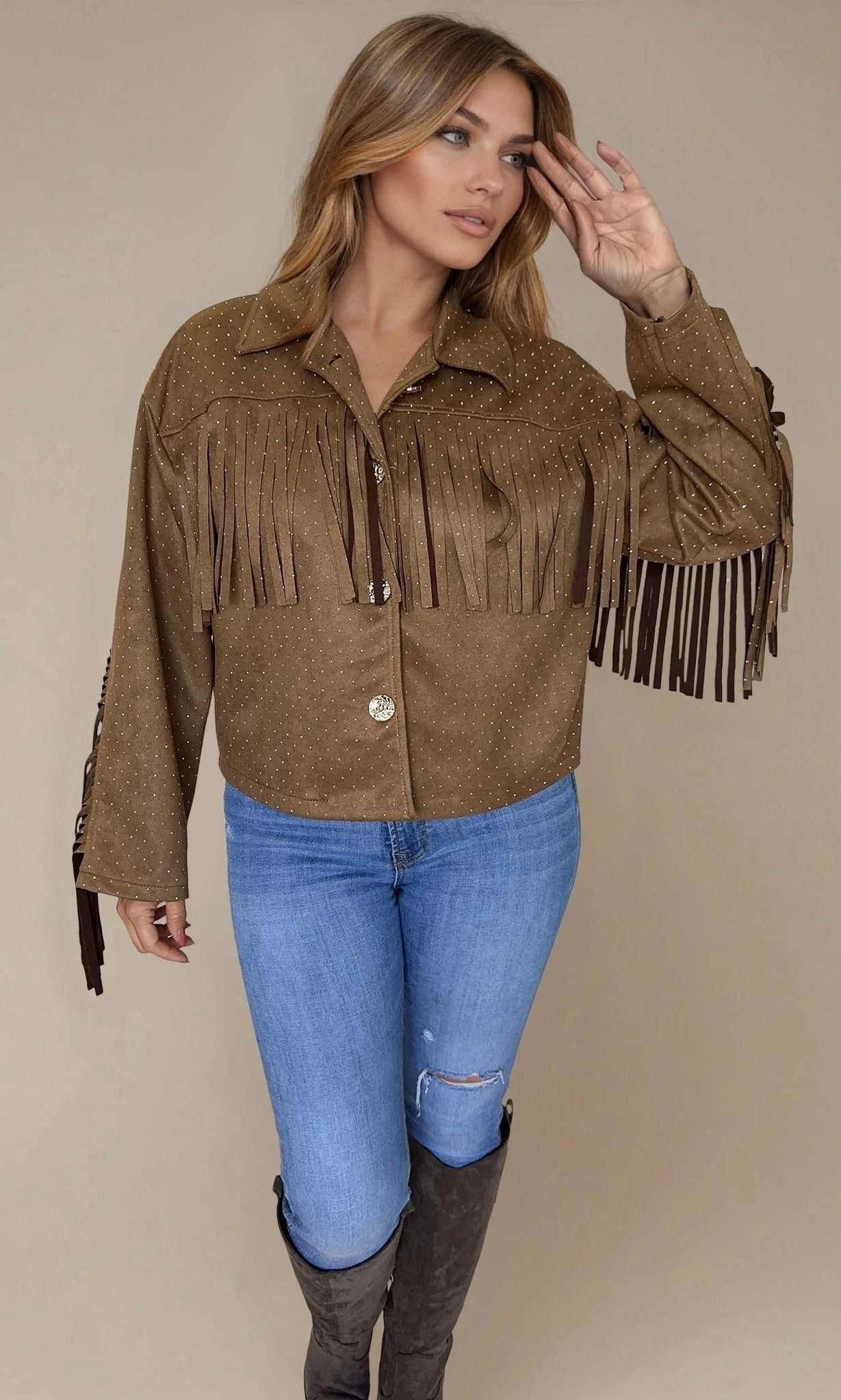 Jolene diamonte fringe Jacket