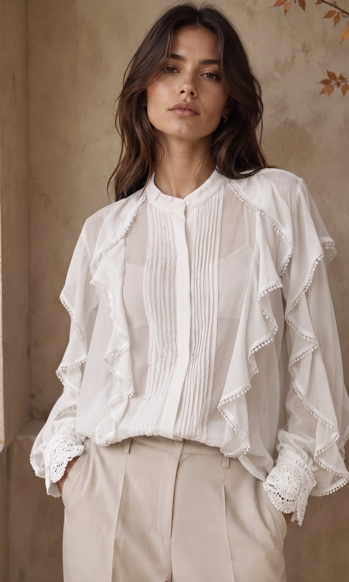 Avery chiffon frill blouse