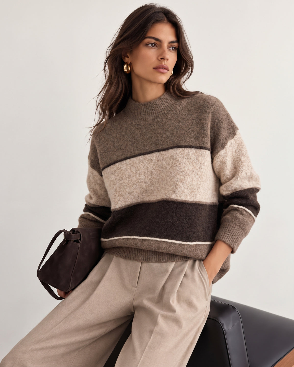 Trixie turtle neck block stripe j