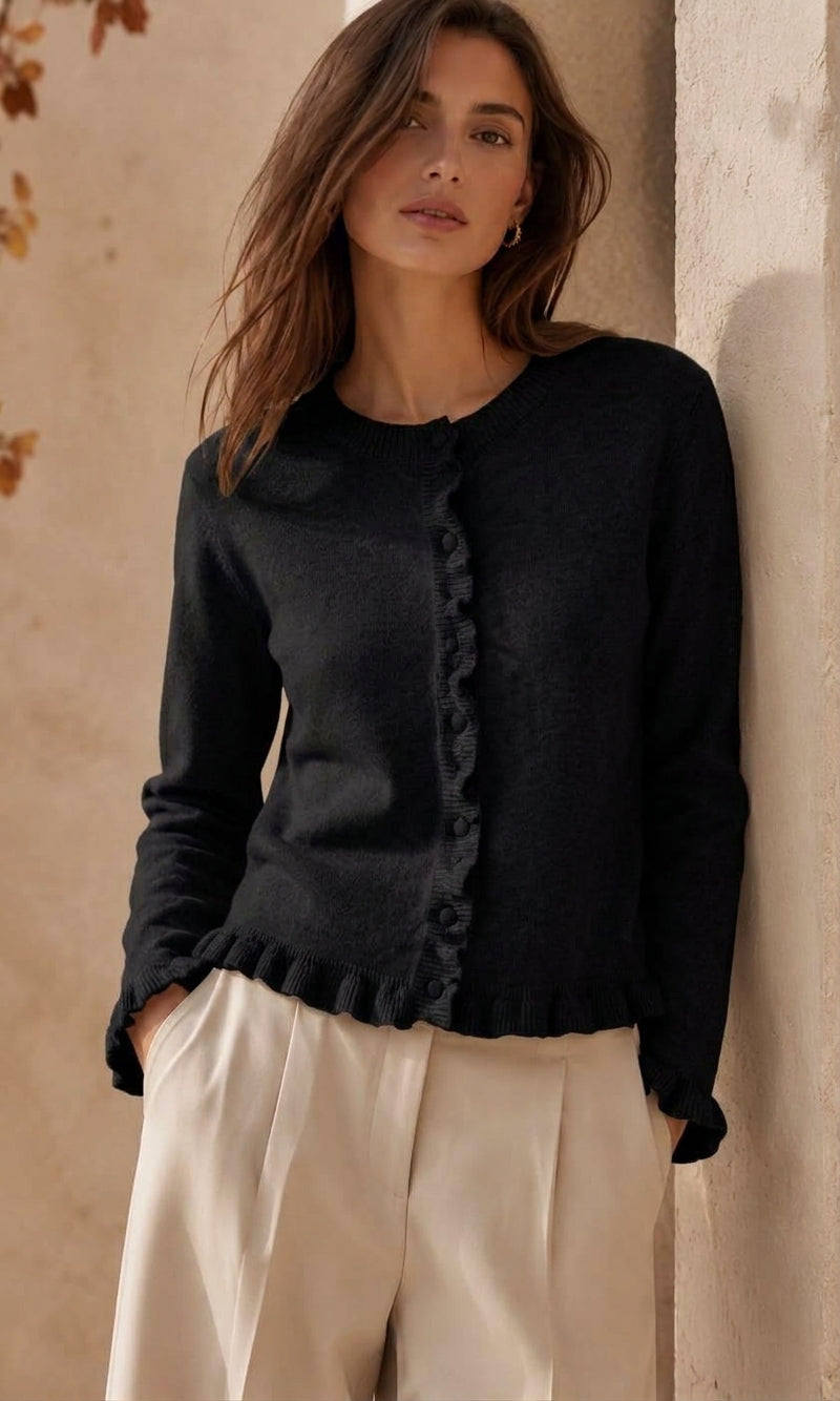 Wholesale ​Josie ruffle edge cardi - Catwalk style
