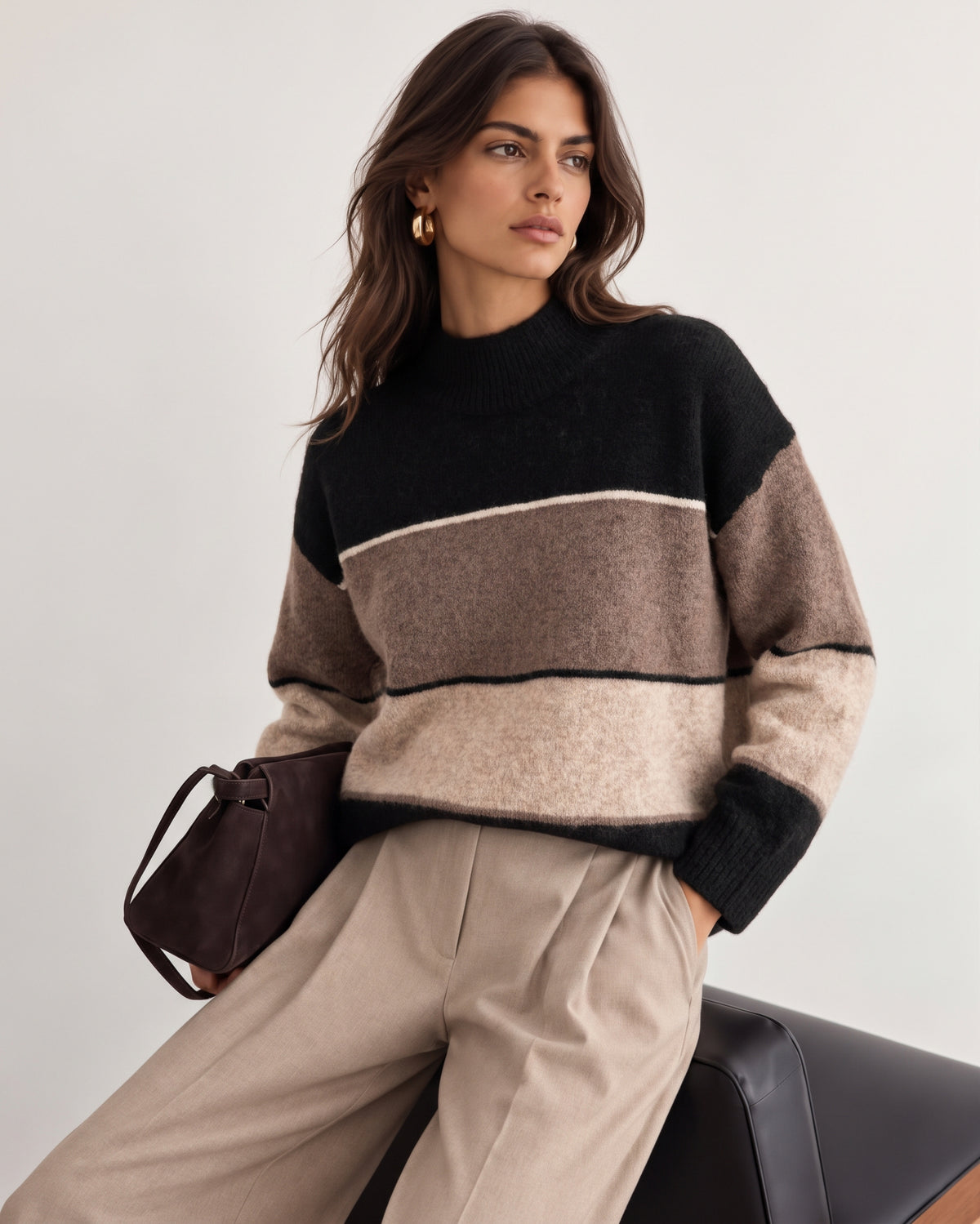 Trixie turtle neck block stripe j