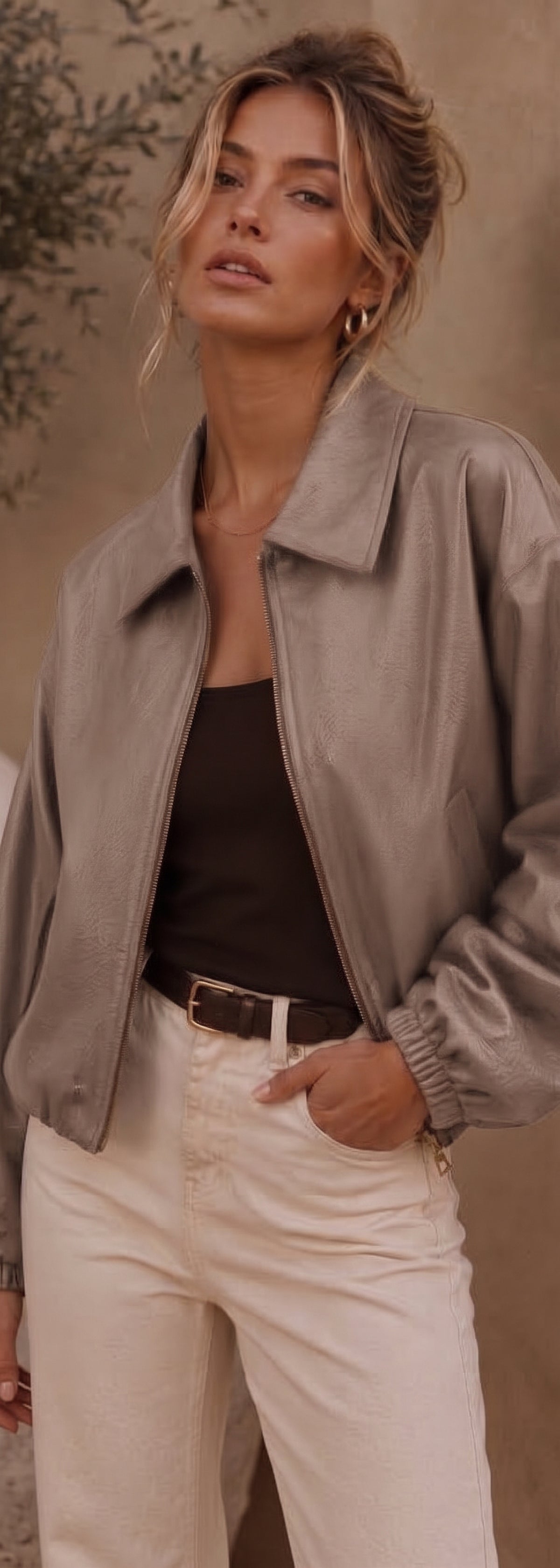 Wholesale ​Mia relaxed faux leather bomber jacket - Catwalk style