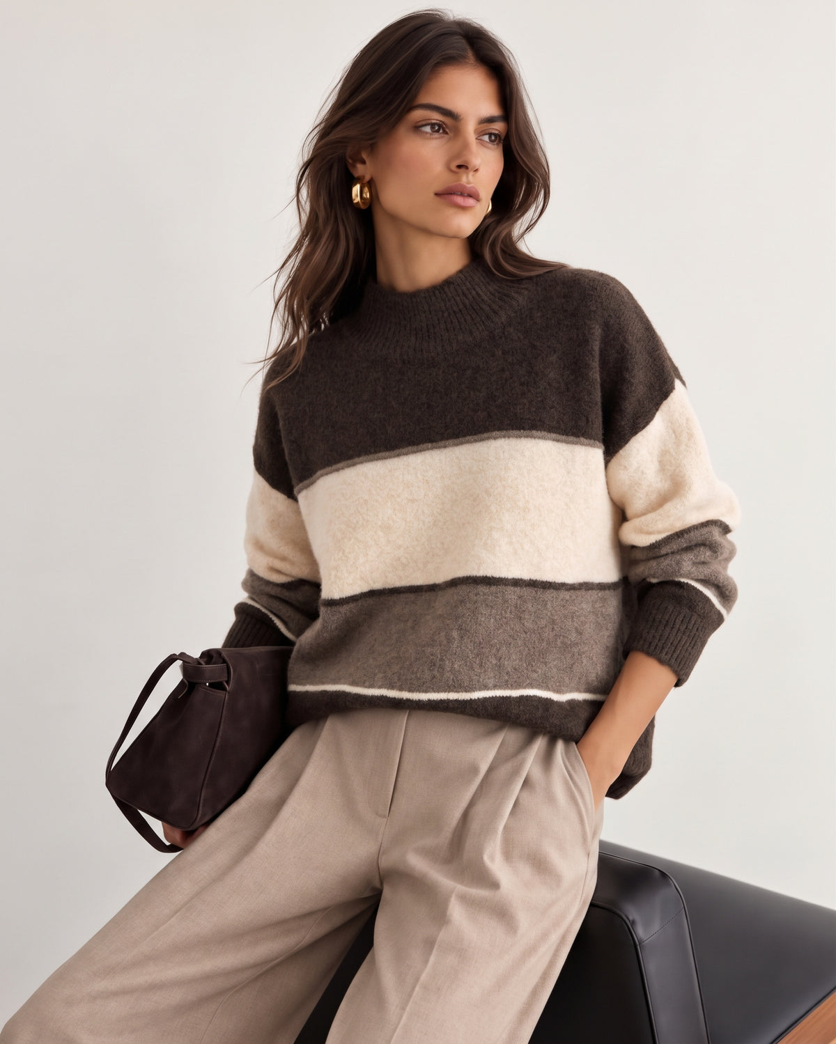 Trixie turtle neck block stripe j