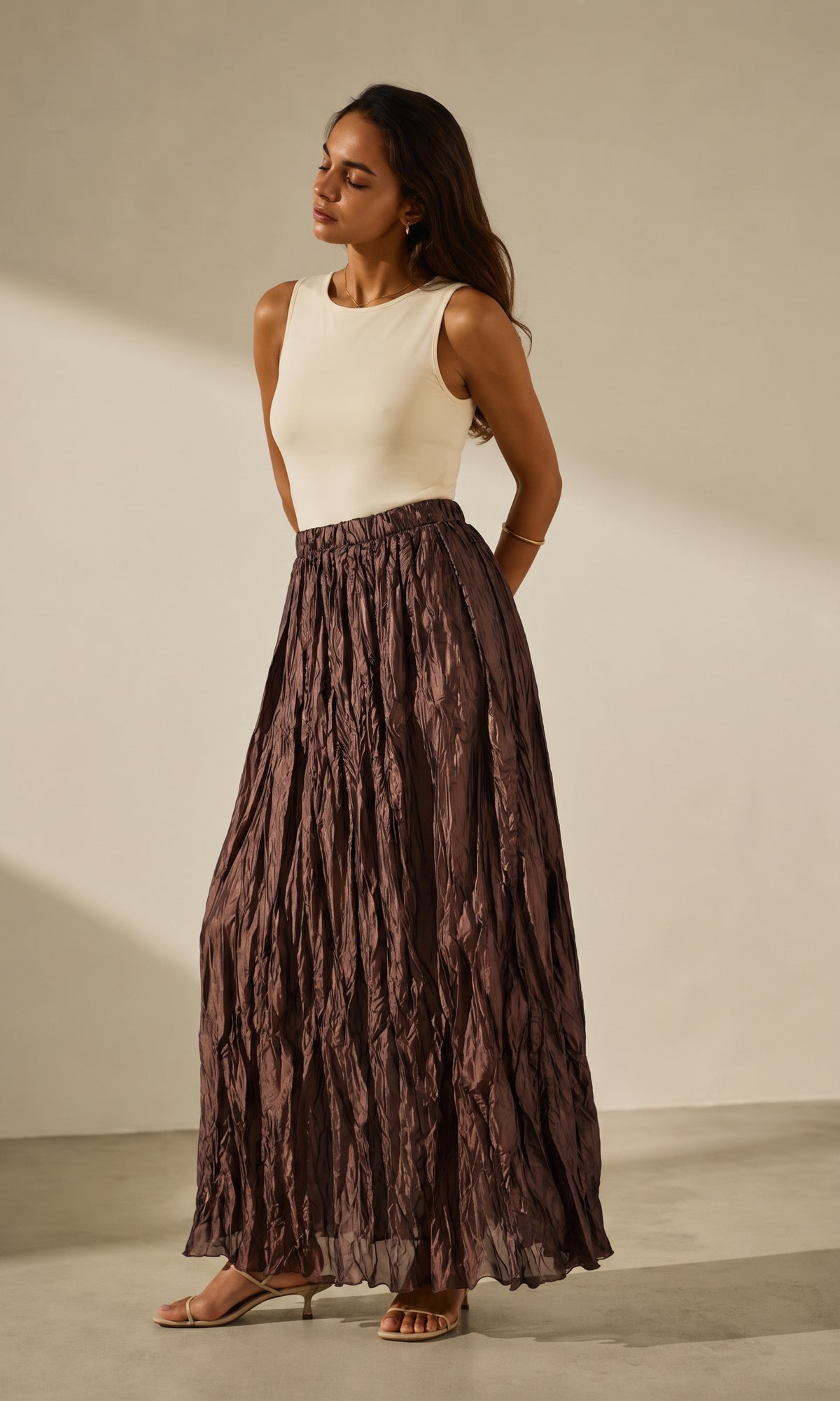 Dana crinkle satin Skirt