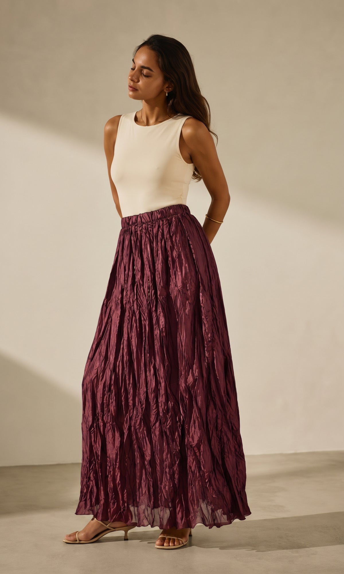 Dana crinkle satin Skirt