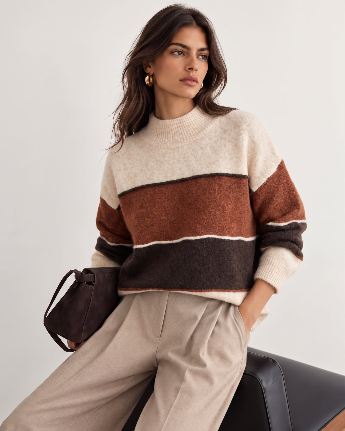 Trixie turtle neck block stripe j
