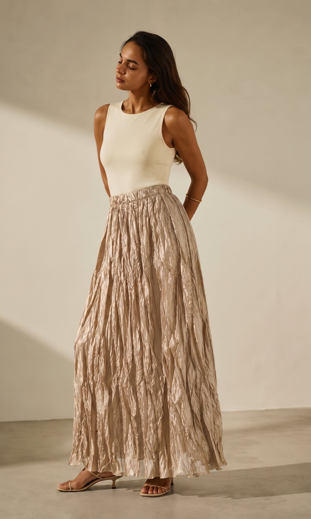 Dana crinkle satin Skirt