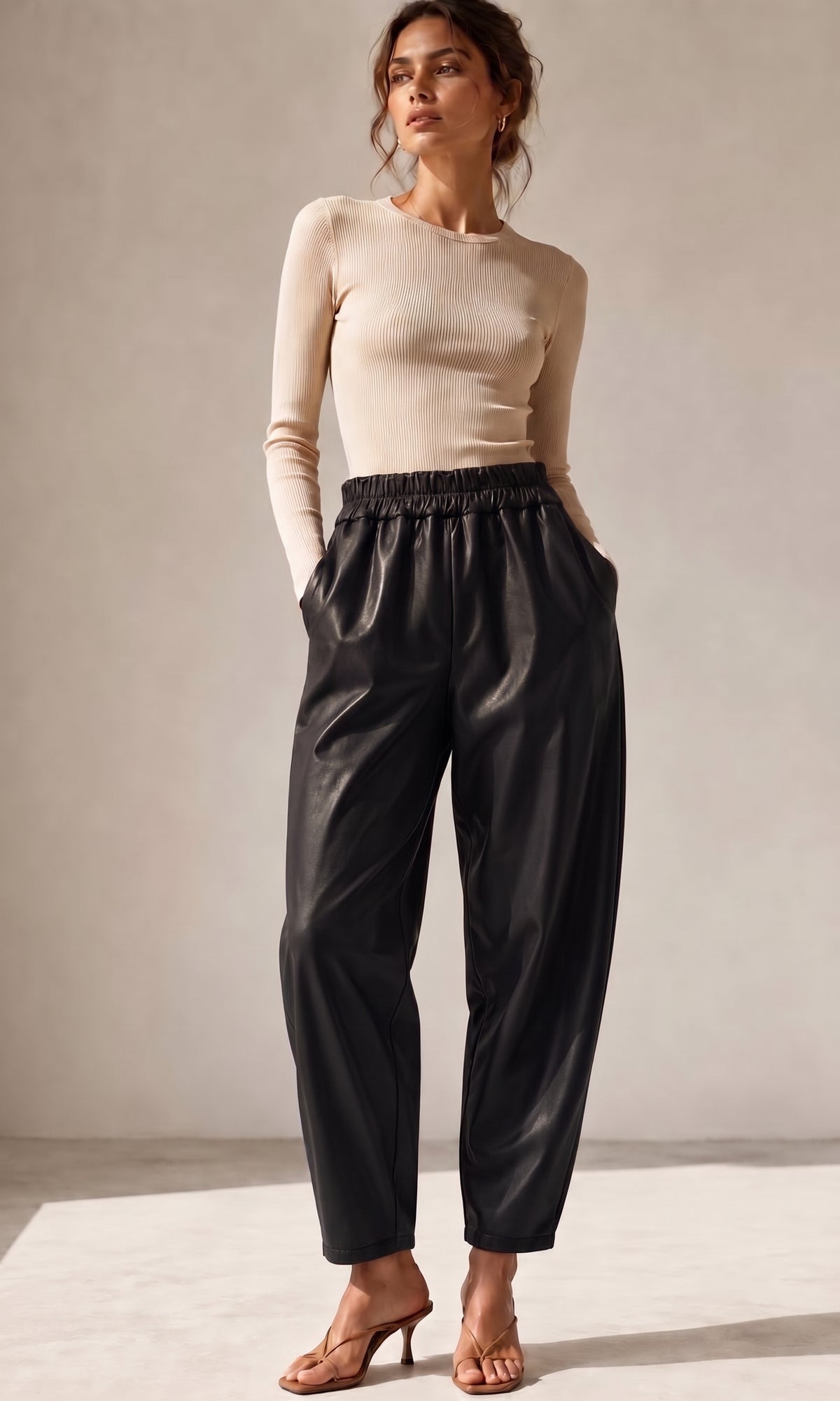 Wholesale ​Georgina Leather Look Trouser - Catwalk style