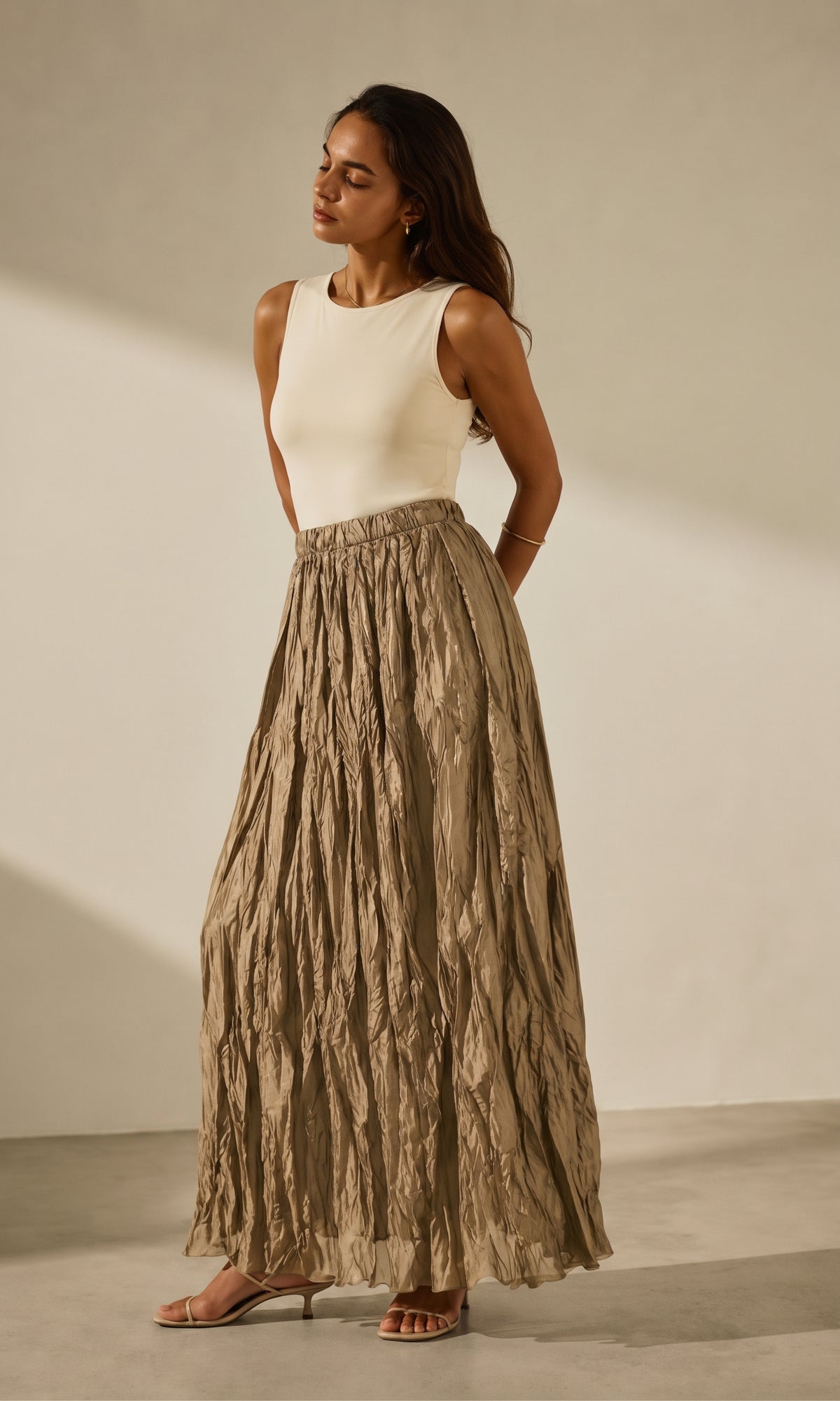 Dana crinkle satin Skirt