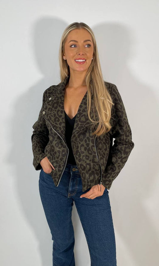 Leopard Print Biker Jacket