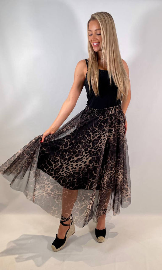 Animal Print Tulle Skirt