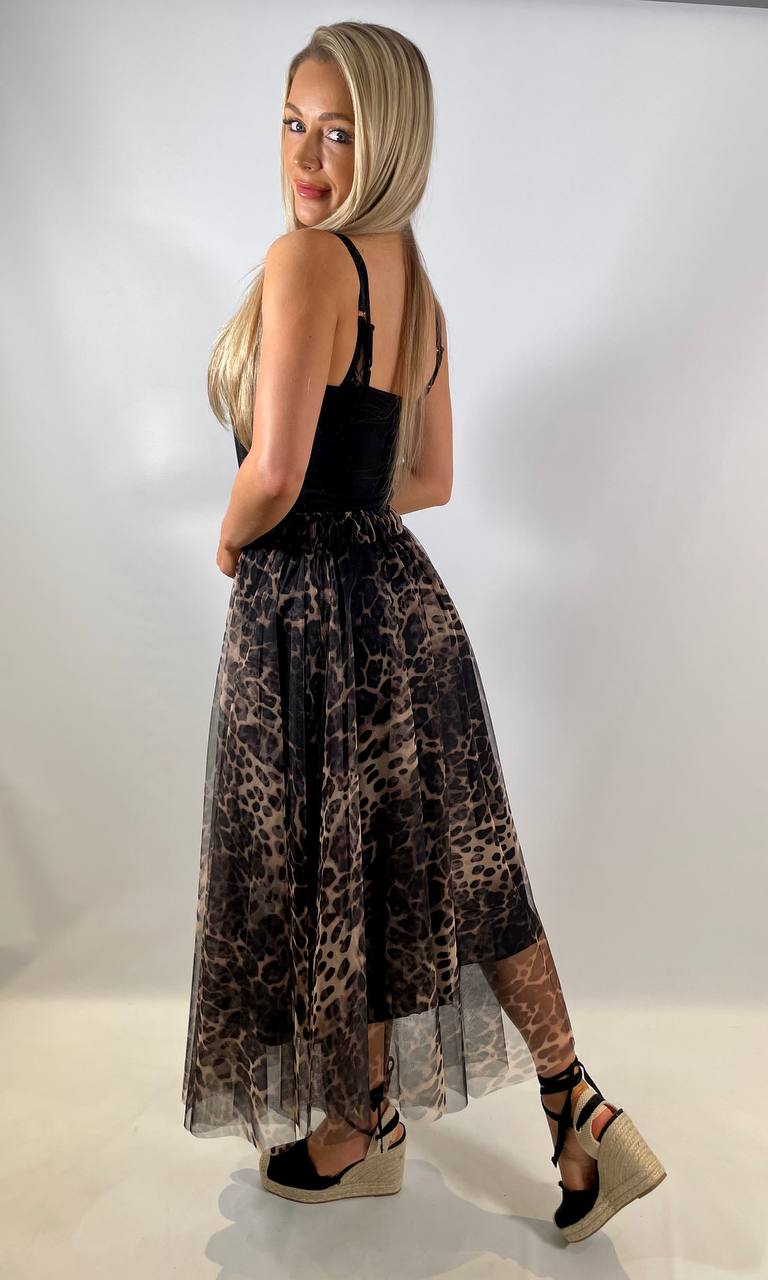 Animal Print Tulle Skirt