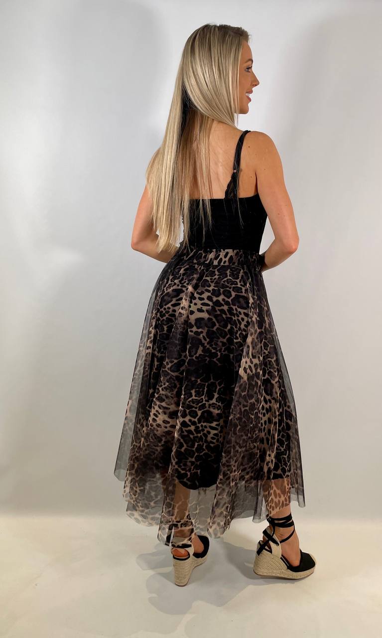 Animal Print Tulle Skirt