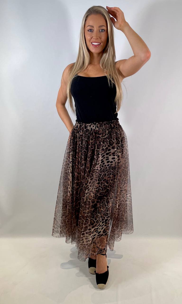 Animal Print Tulle Skirt