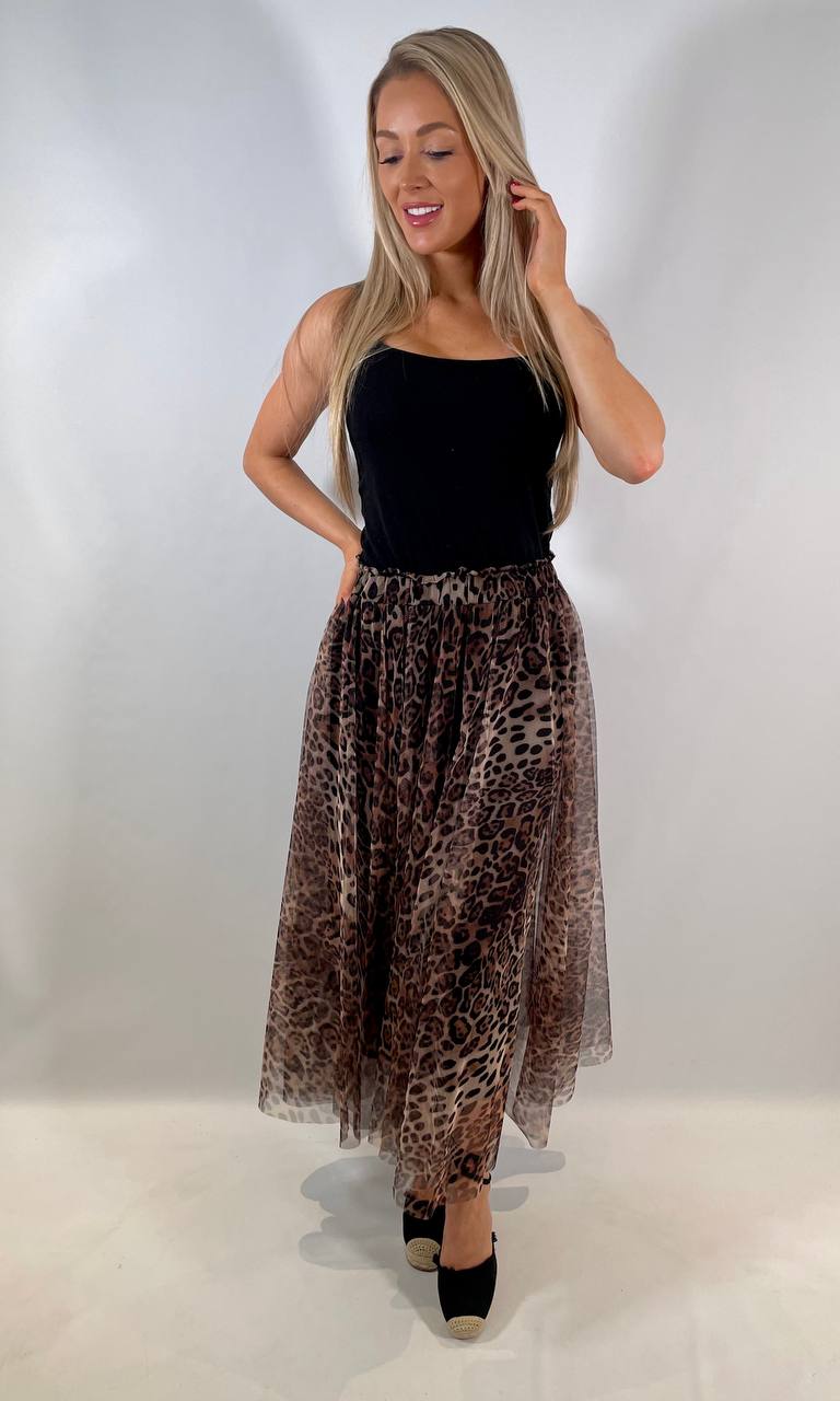 Animal Print Tulle Skirt